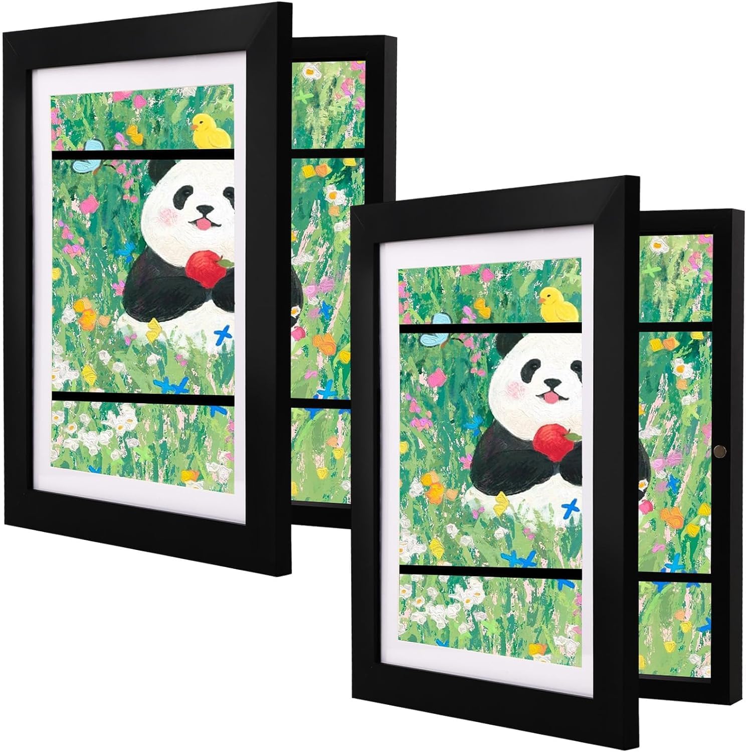 2 Pack Kids Artwork Frames 10x12.5, Front Opening 8.5 x 11 Frame for Display & Storage Holds 150, Changeable for Children's Projects, Drawings, 3D Art, Crafts, Black