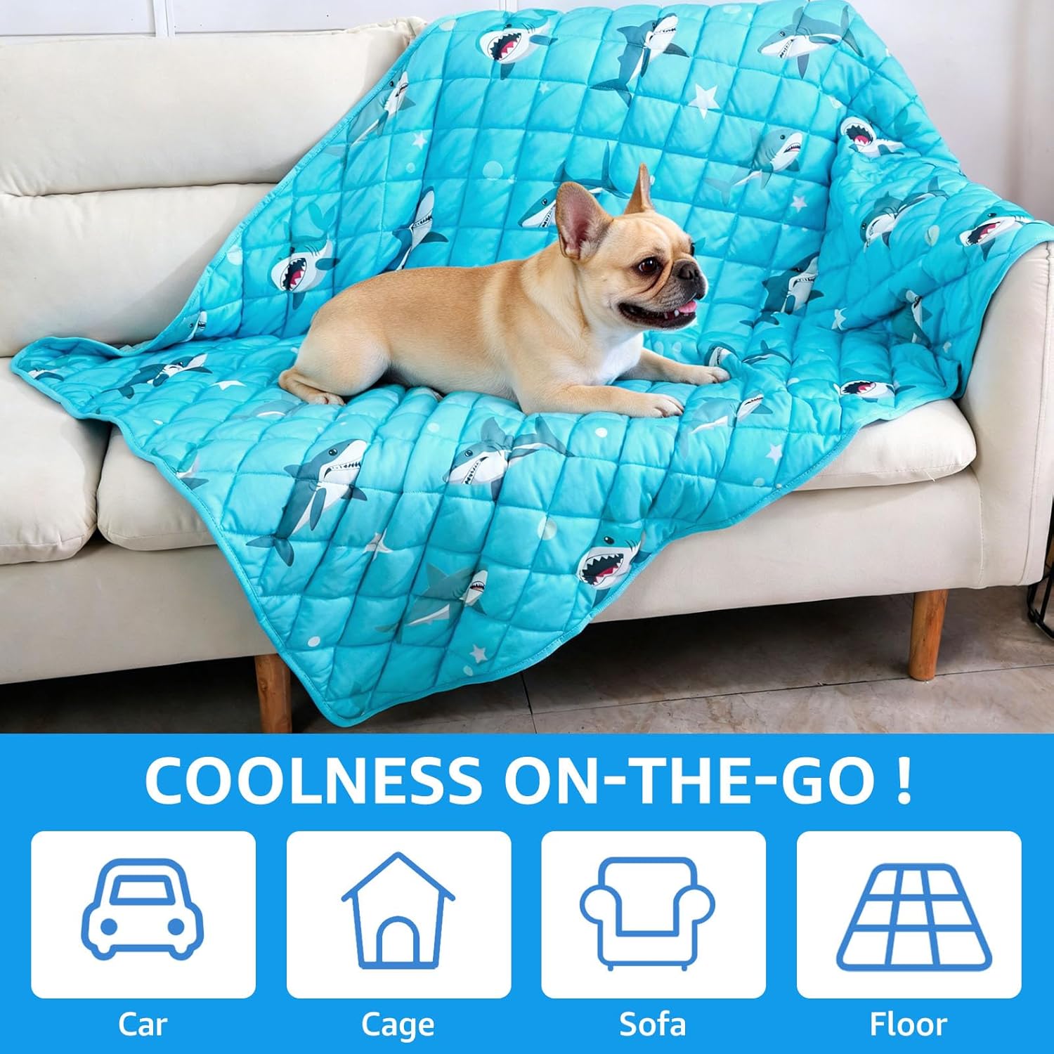 SCENEREAL Dog Cooling Mat for Small Meduim Breeds Dogs, 40"x60" Reversible Self- Cooling Mat for Summer Heat, Ice Cool Soft Pet Throw Blanket Use in Couch, Car, Seat, Bed- Machine Washable