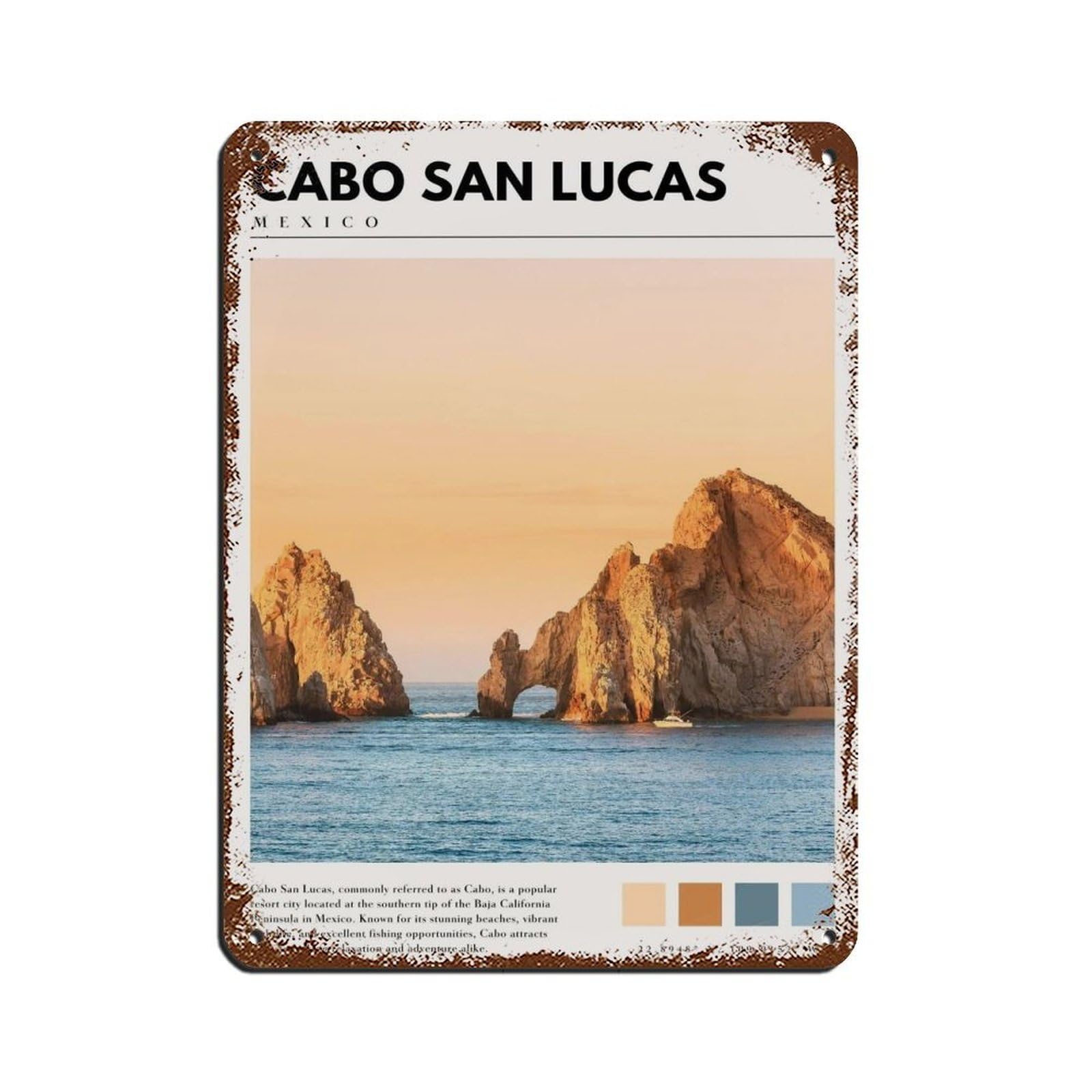 Cabo Mexico Poster Mexico Art Retro Poster Metal Tin Sign Chic Art Retro Iron Painting Bar People Cave Cafe Family Garage Poster Wall Decoration 12x16inch(30x40cm)