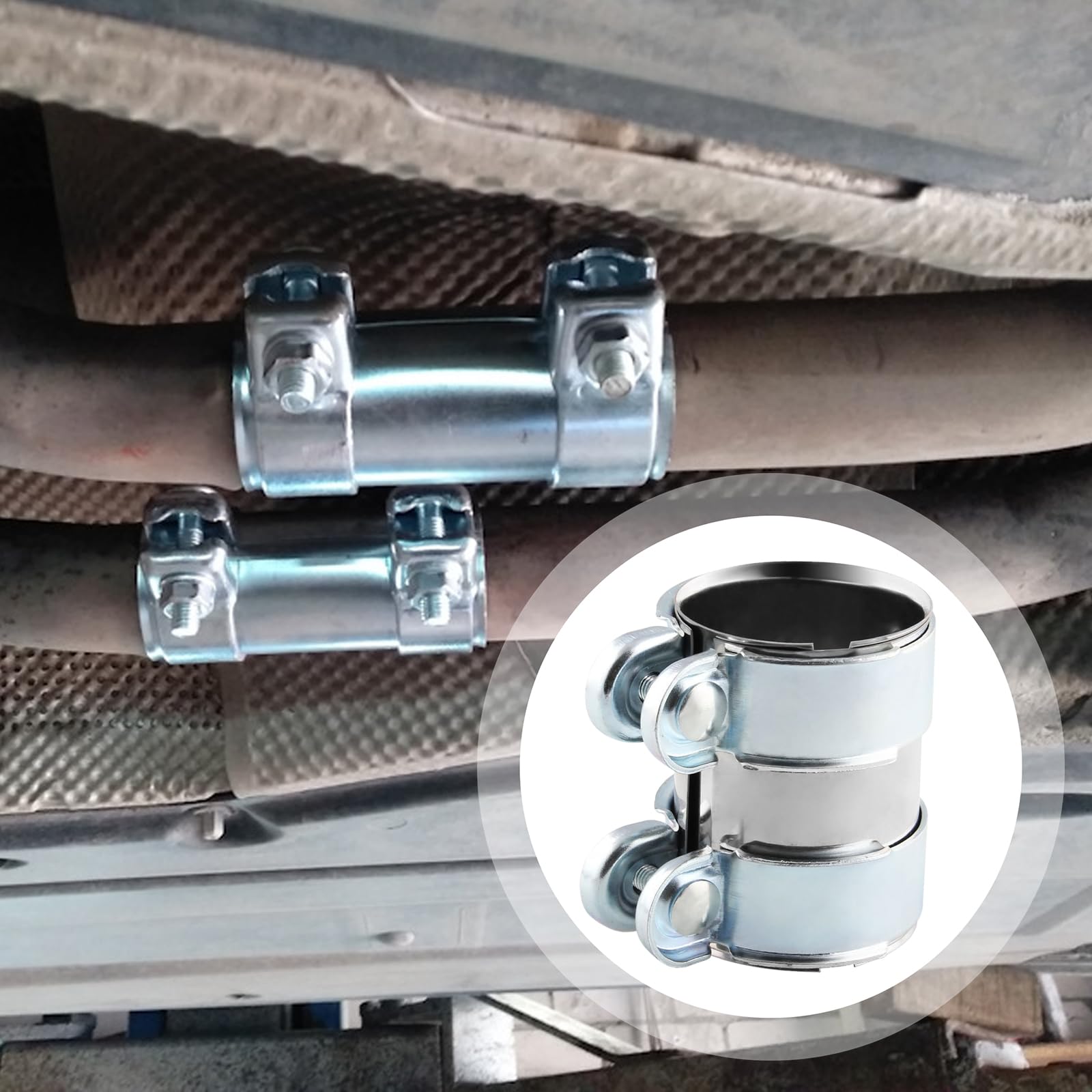 DOCAS 2 Pezzi 52-55mm Morsetto Per Tubo Di Scarico,Fascette Stringitubo Acciaio Inox 304, Fascetta Di Scarico Regolabile Per Auto, Moto - Foto 5