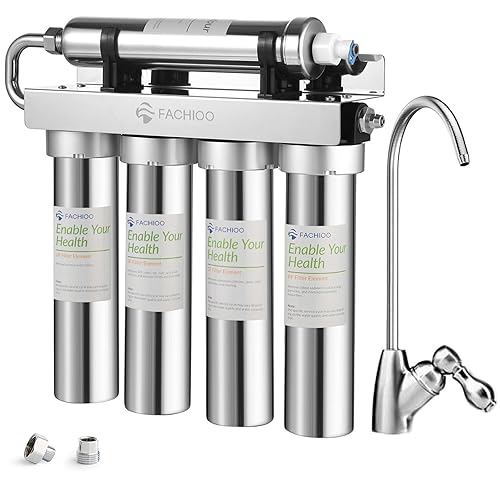 Miniatura 1 de Fachioo Filtro de agua de 5 etapas para debajo del fregadero, sistema de filtración de agua debajo del fregadero durante 2 años, reduce PFAS,