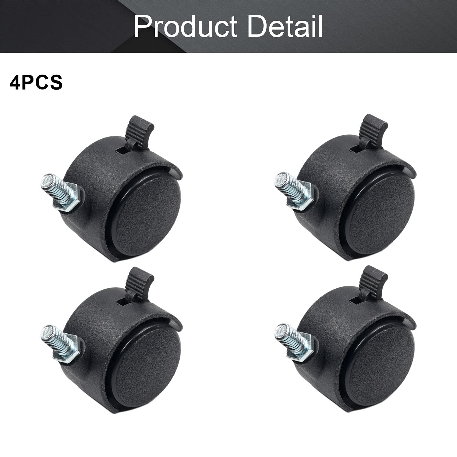 MroMax Swivel Caster Wheels - 1.18 Inch PP Plastic Twin Wheels With 20x20mm Plate