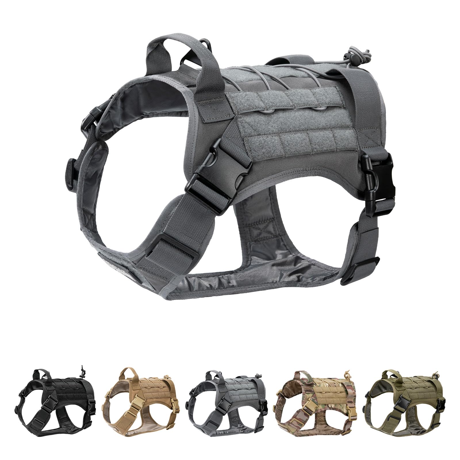 EXCELLENT ELITE SPANKER Arnés táctico militar sin tirones para perros | Arnés ajustable de nailon con asa para perros medianos y grandes, hebilla de liberación rápida, fácil de llevar