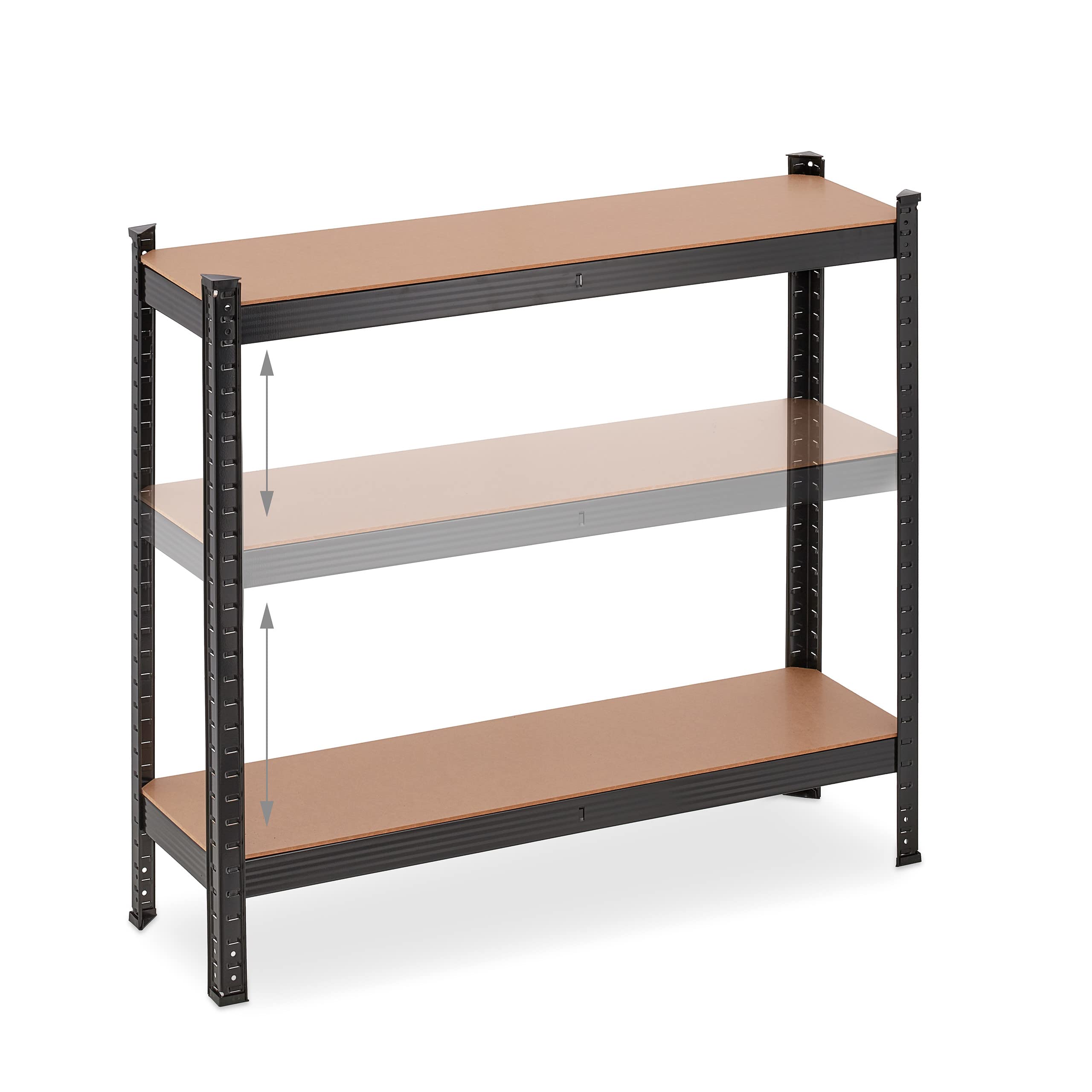 Relaxdays Estantería Metálica Industrial, Mueble Almacenaje, 5 Baldas, 180x100x30cm, 1250 kg, para Taller, Garaje, Negro
