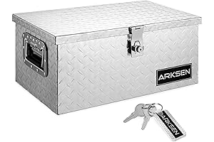 ARKSEN 20" Heavy-Duty Aluminum Diamond Plate Tool Box for Enhanced Security and Durability
