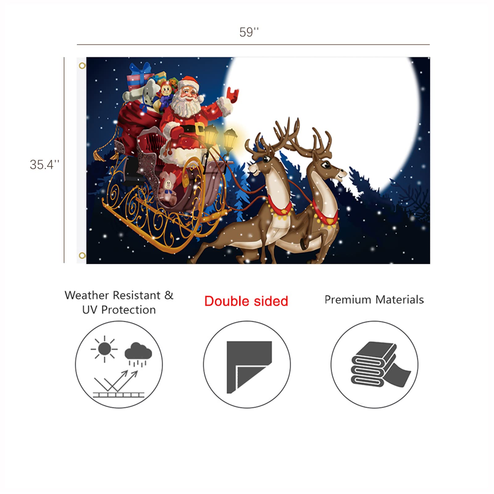 Tititex Merry Christmas Gartenflagge 90x150 Cm – Doppelseitig, 3-lagig, Wetterfest Mit Messingösen