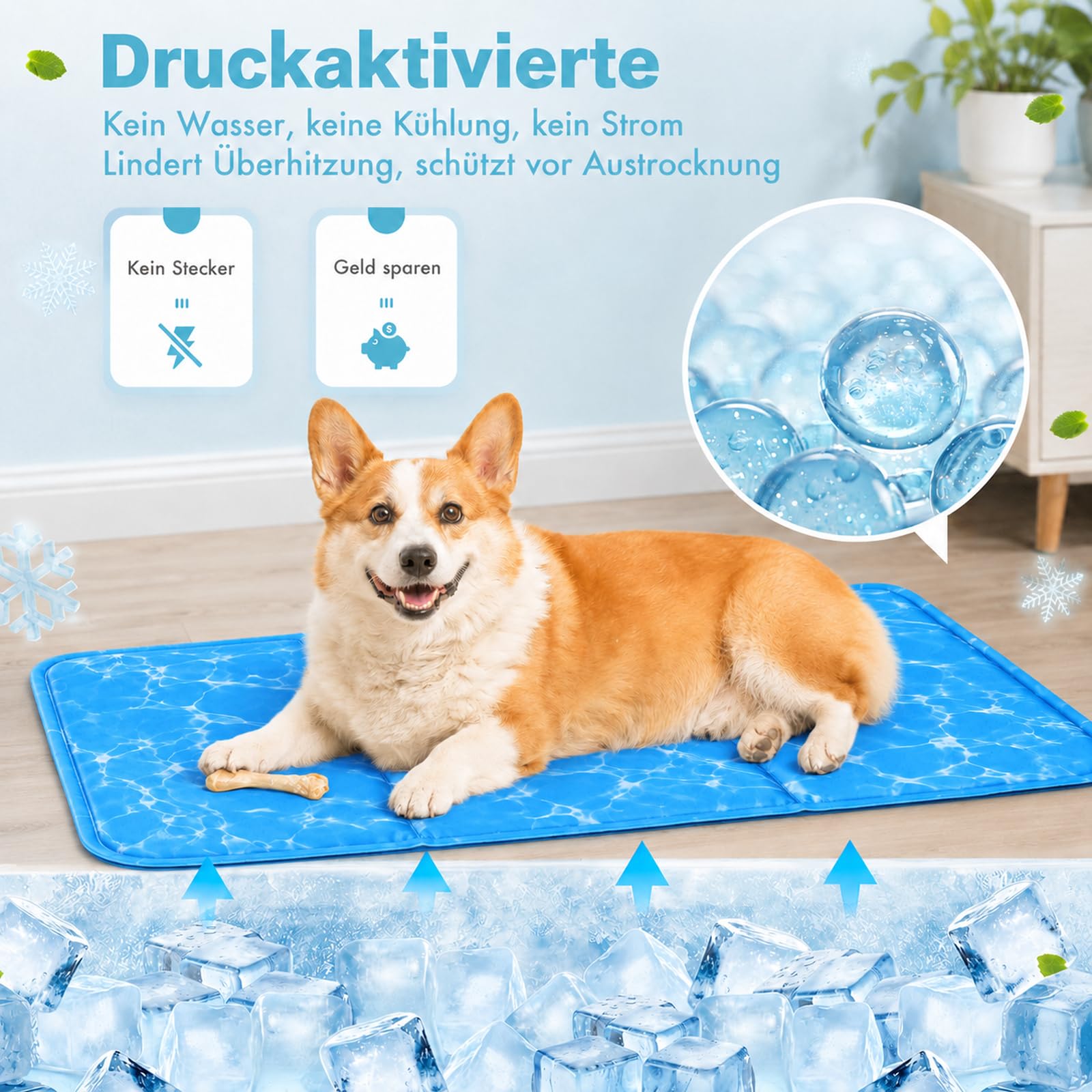 Tapis rafraîchissant pour chien - 80 x 120 cm - Couverture rafraîchissante pour chiens et chats - Coussin rafraîchissant avec gel non toxique - Imperméable - Auto-rafraîchissant pour animaux de
