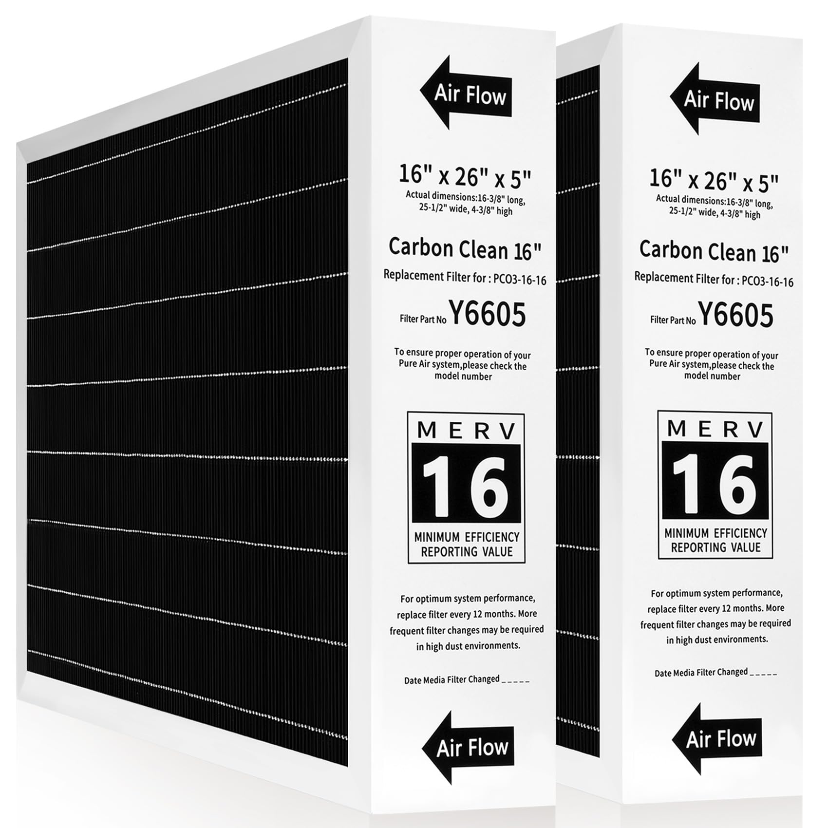 Filtro Di Ricambio Y6605 Per Purificatore D'aria PureAir PCO3-16-16 - 16x26x5 Pollici - Classe MERV16 - Alta Efficienza