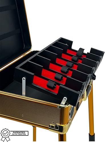 Miniatura 8 de MANE TAME Barber Case - Estación de peluquería móvil VIP - Dorado - Incluye altavoces, cerraduras TSA, patas extraíblesajustables.