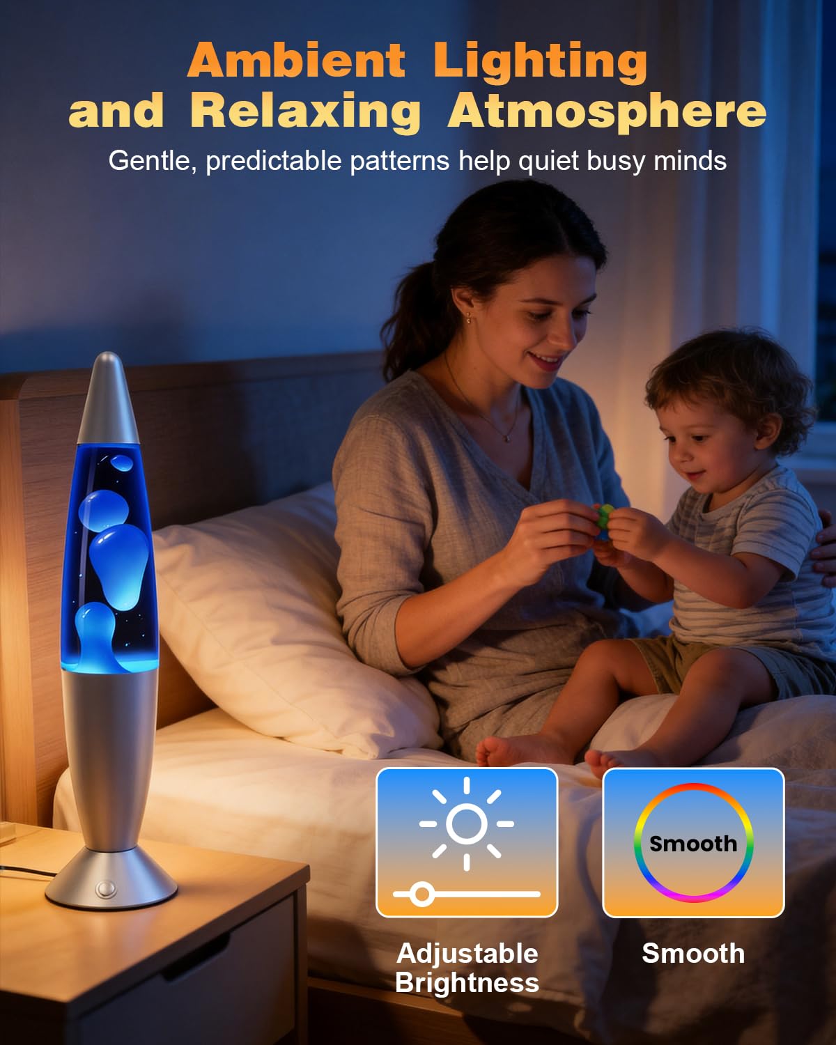 13,5" Lampada a Liquido Art Deco, Telecomando 17 Cambio Colori Luci Notturne, Lampada Atmosfera Retro per Decorazione Camera da Letto, Regalo per Bambini/Adulti a Natale, Festa (Argento)