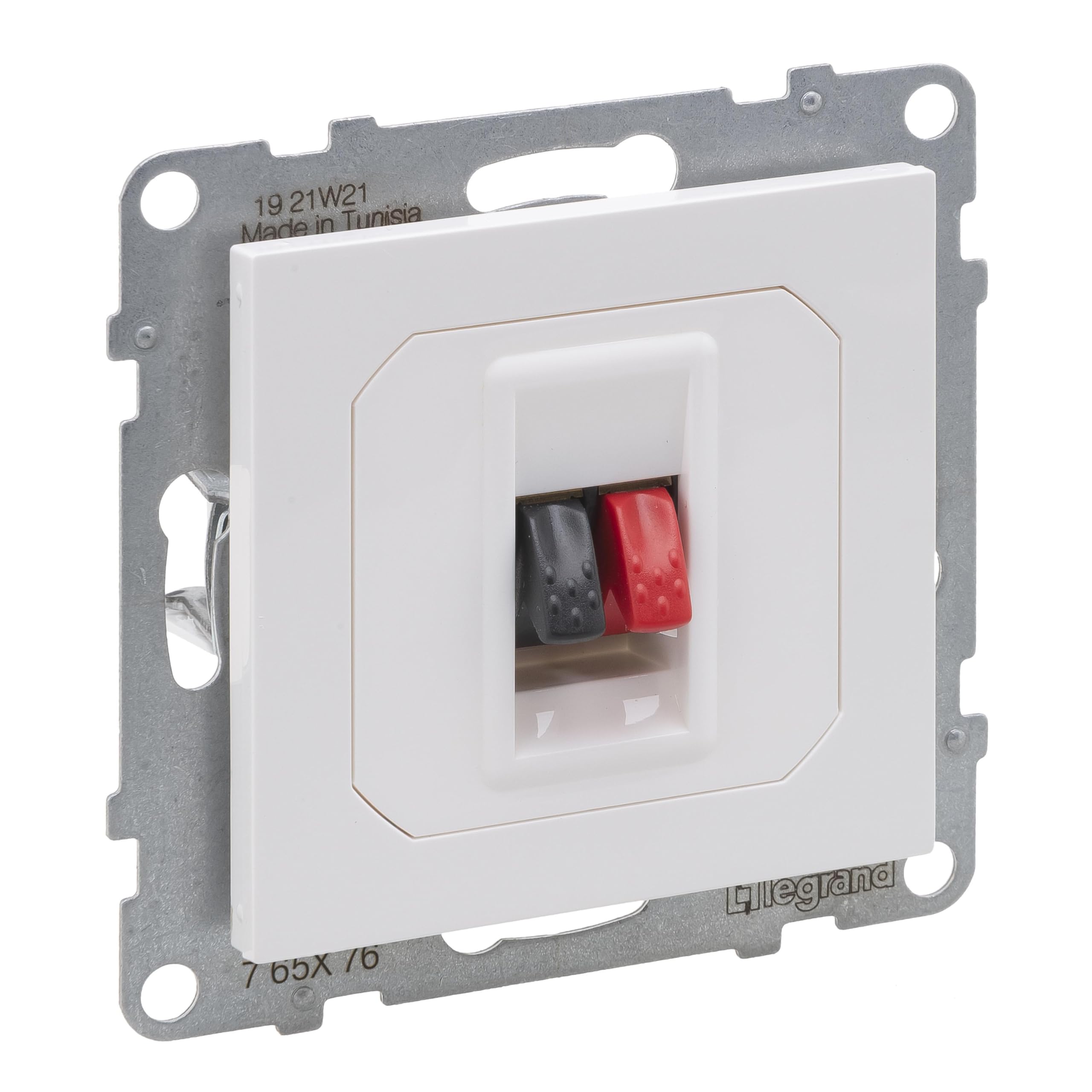 LEGRAND, Seano 765176 Speaker Connector Single with Spring Clamps (Red/Black), Colour: Ultra White