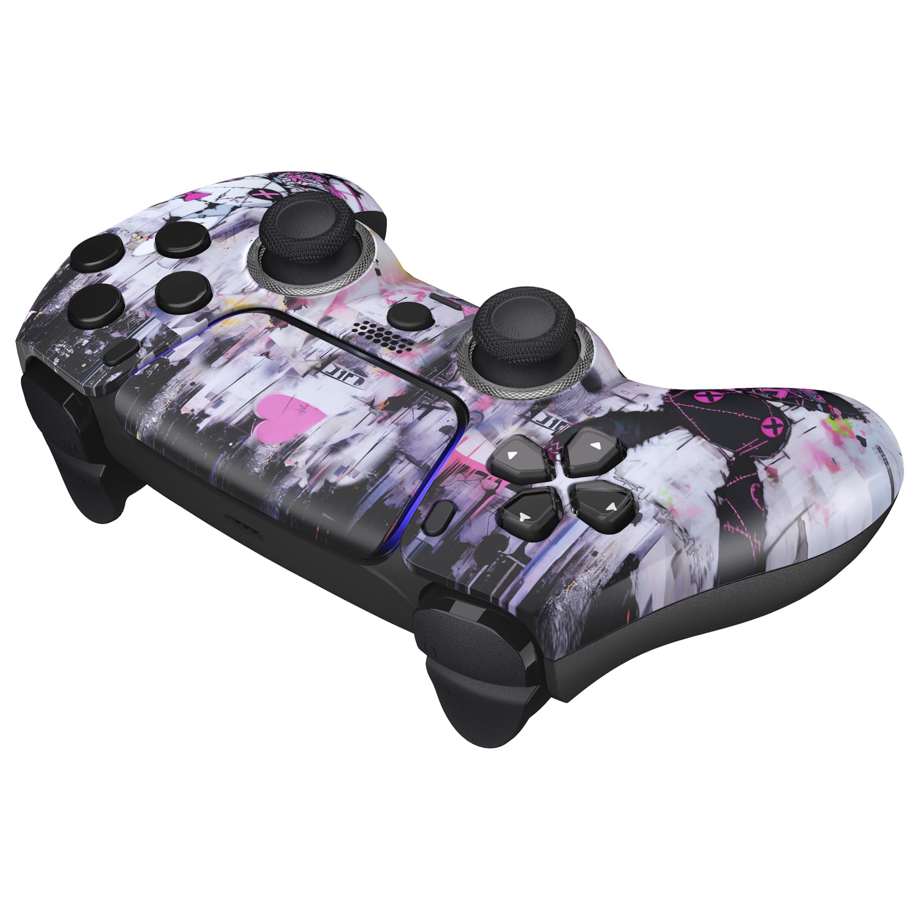 eXtremeRate Luna Cover per ps5 Controller Joystick,Shell Frontale Touchpad Ricambio,Scocca Ridisegnata&Anelli per ps5 Joypad BDM 010/020/030/040/050-Coniglietti Punk