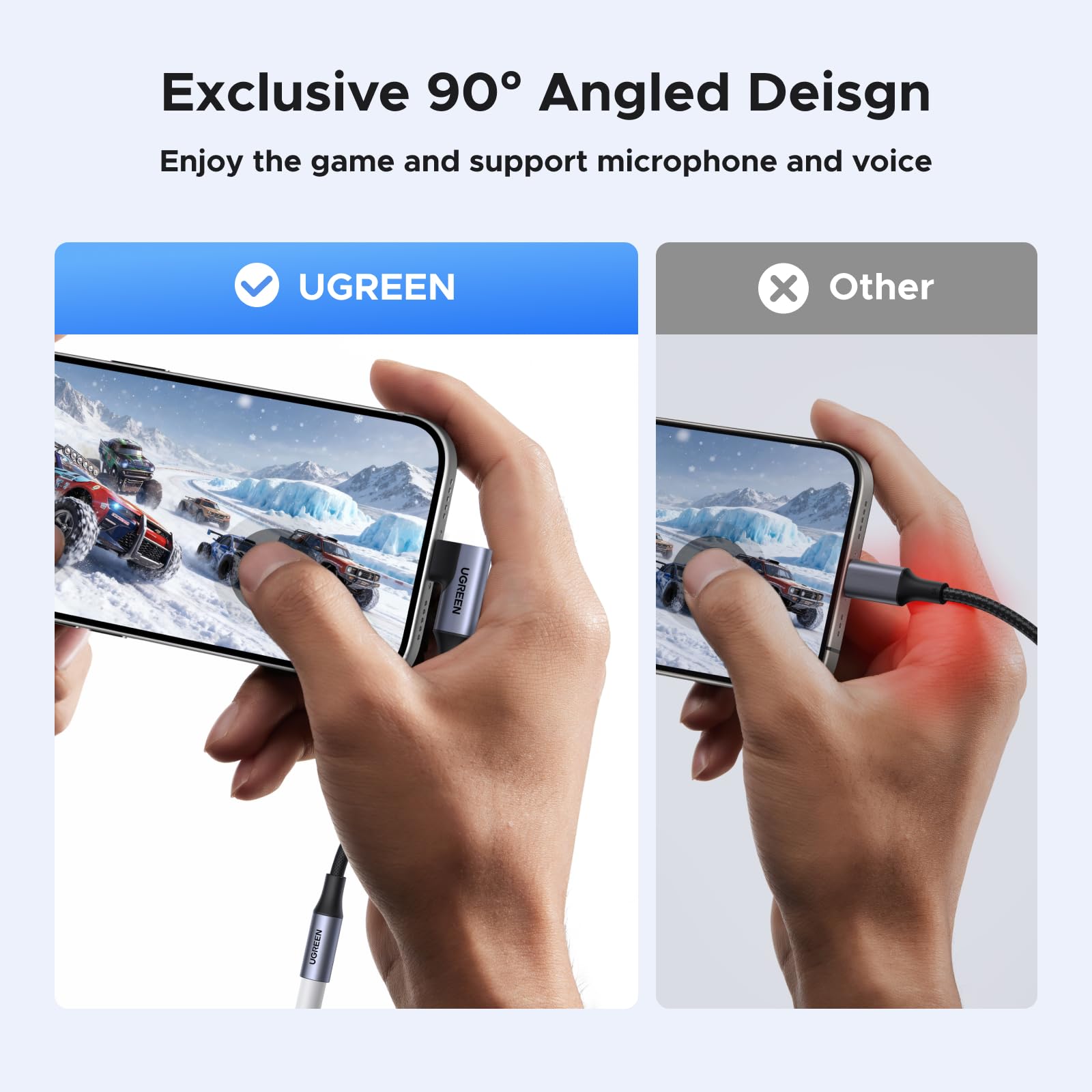 UGREEN – adapter USB-C na wtyk jack 3,5 mm pod kątem 90 stopni, adapter USB-C na słuchawki 3,5 mm z układem DAC, kompatybilny z iPhone'em 17 serią Galaxy S 25, iPadem i komputerami Mac | z chipem DAC, kompatybilny z iPhone 17/17 Air/17 Pro/17 Pro Max, ser