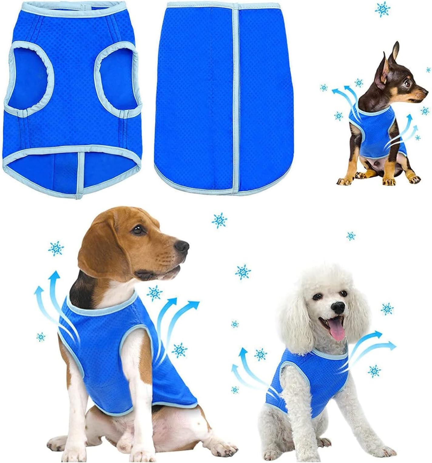 Runmeihe Dog Cooling Coat, Breathable Dog Cooling Vest with Velcro Harness for Medium Large Small Pet Dogs, Dog Cooling Jacket for Outdoor Hiking Training (L)
