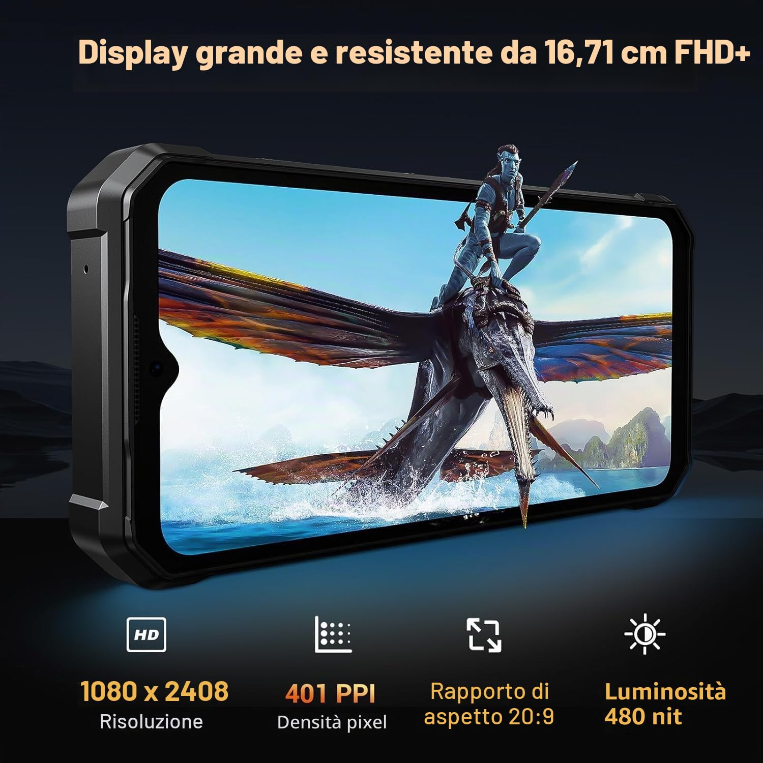 FOSSiBOT F106 Pro-12000mAh/30W Rugged Smartphone, 8+256GB/2TB Telefono indistruttibile, Display FHD+ da 6,58" 48MP+20MP Visione Notturna, 110dB Altoparlante, 512LM Luce da campeggio, IP68/IP69K