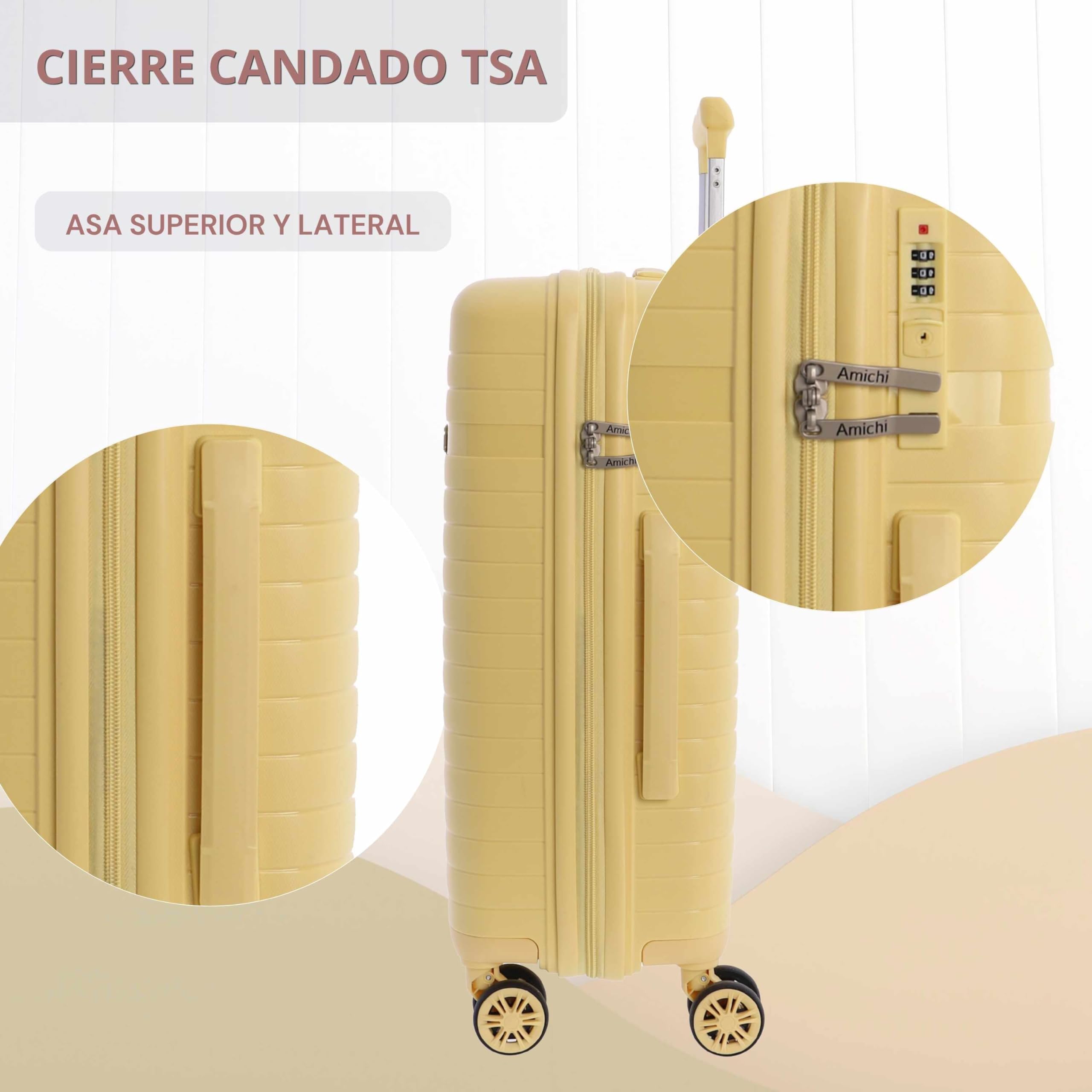 AMICHI - Maleta Cabina 55x40x20- Maletas de Viaje - Maletas de Viaje Cabina Apta para Ryannair- Trolley Equipaje para Avion Resistente con 4 Ruedas de 360º y candado TSA