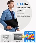Ingnok Portable Monitor for Laptop,Dual USB C Plug and Play,15.6Inch | 1080P, easy to setup, with protective cover, built-in speakers, Mini HDMI ecran portatif pour laptop,Mac,mini PC,60Hz