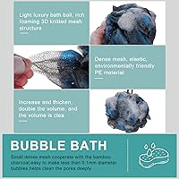 Vista 4 de Sunnyray Esponja de esponja de baño de 1.76 oz (50 g), bola de ducha de carbón de bambú, esponja exfoliante de baño, esponja de baño de malla