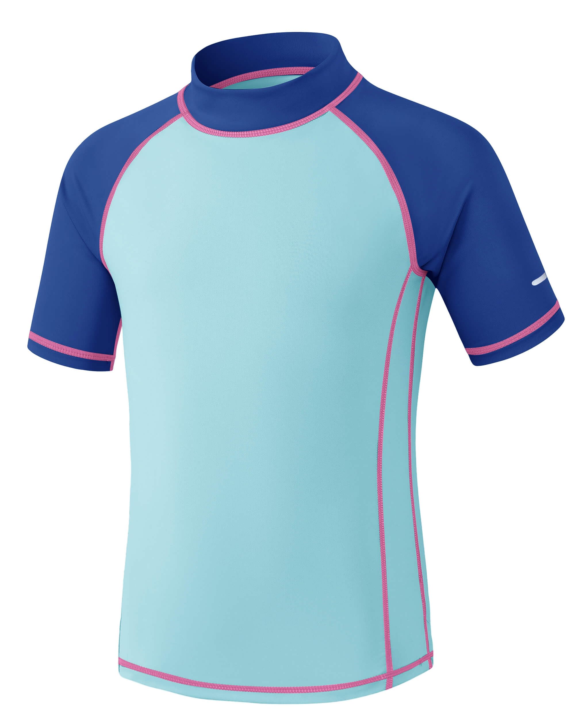 Kinder UV Shirt Kurzarm Jungen Badeshirt UPF 50+ Sonnenschutz Schwimmshirt Rashguard mit Reflektorstreifen Schnelltrocknend Chlorresistent 5-14 Jahre