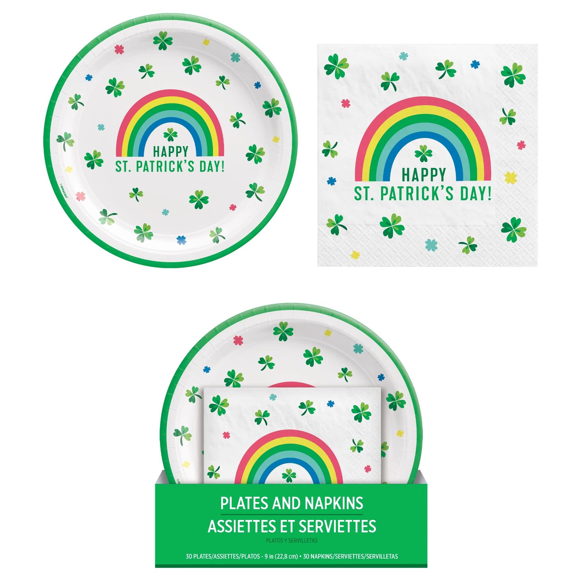 Multicolor St. Pat'S Shamrock Value Pack (Includes: 30 Plates - 9