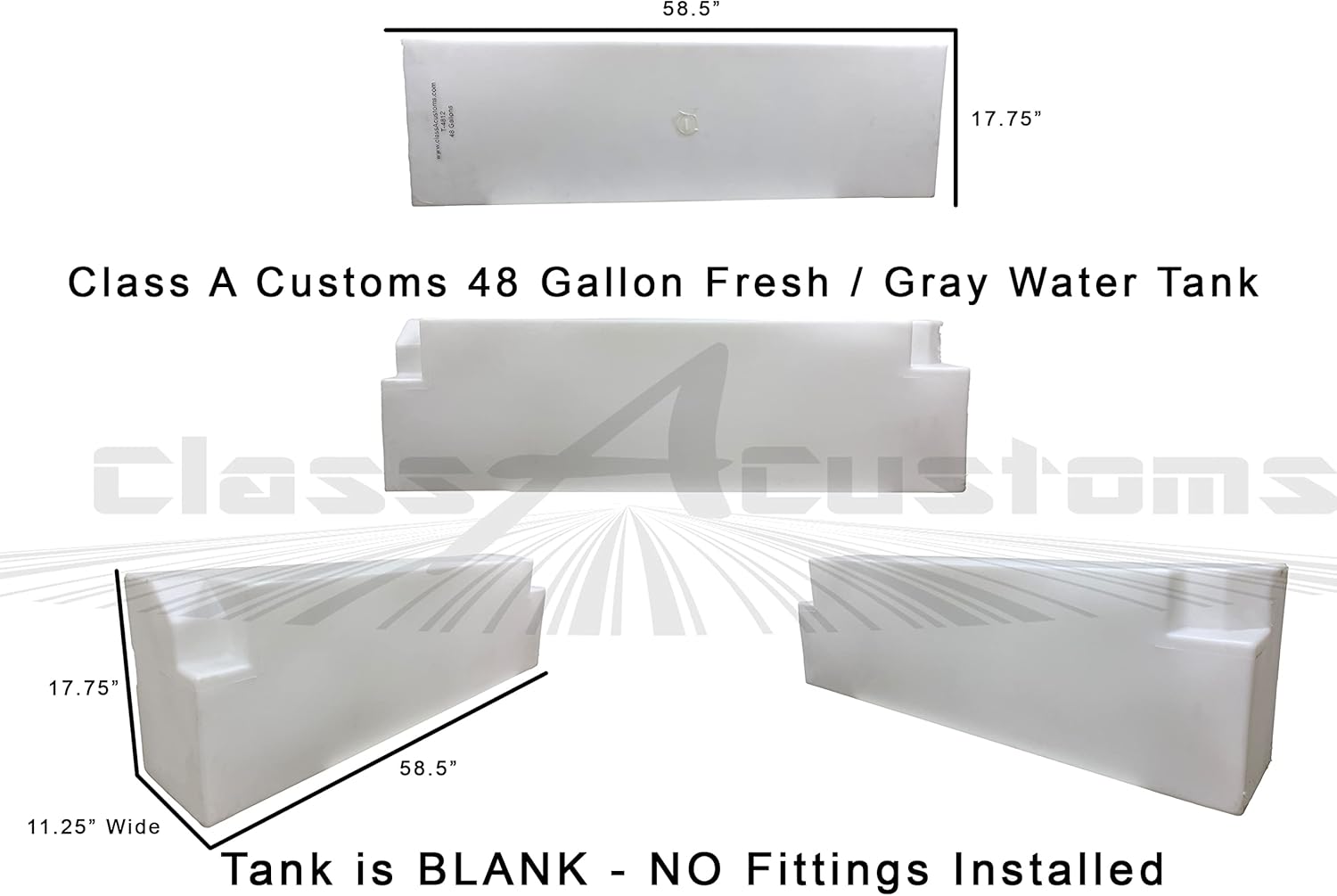 Class A Customs | T-4812 | 48 Gallon Fresh Water Holding Tank RV and Concession | Made in The U.S.A.