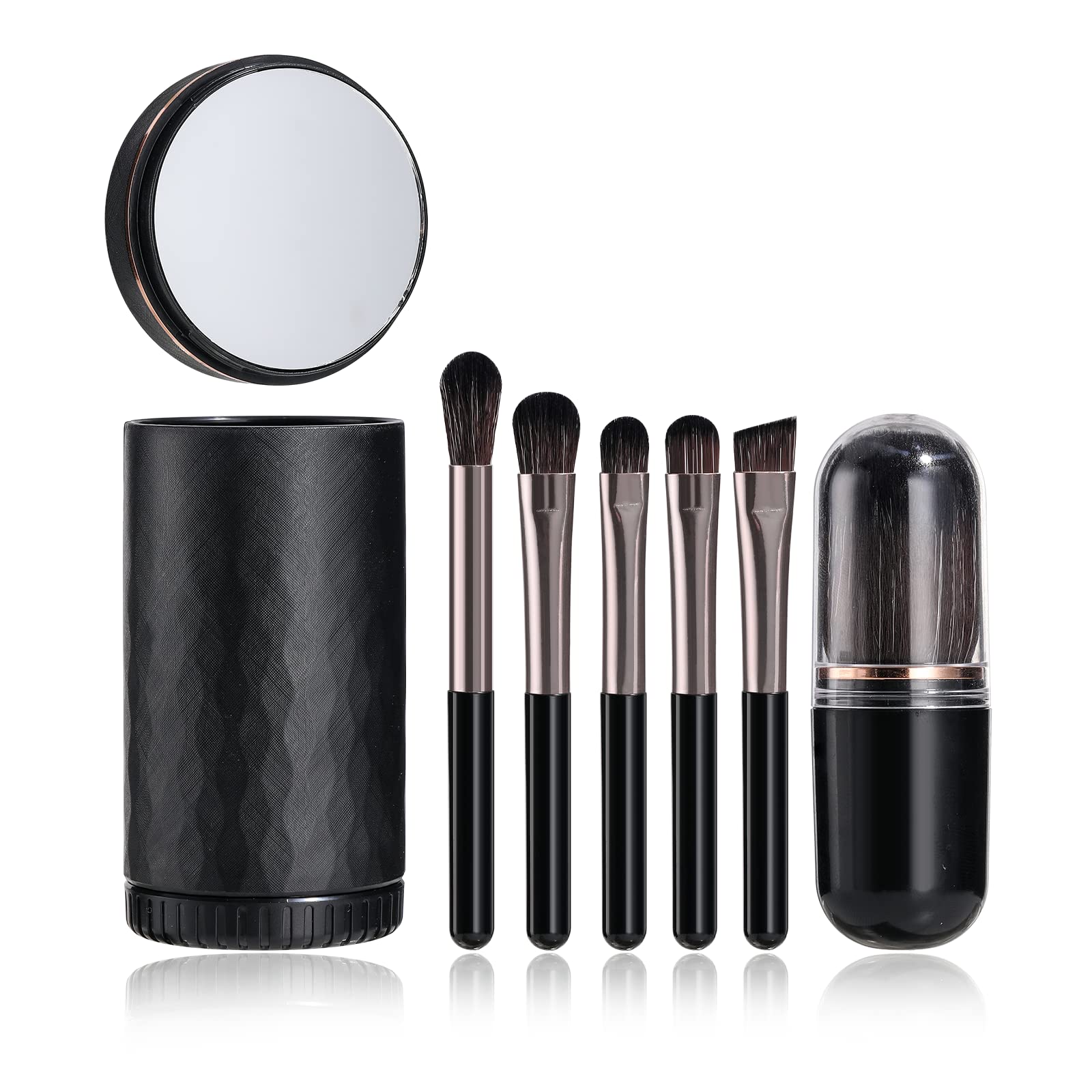BS-MALL Makeup Brushes Premium Synthetic Foundation Powder Concealers Eye Shadows Makeup Travel Set with Mirror Black