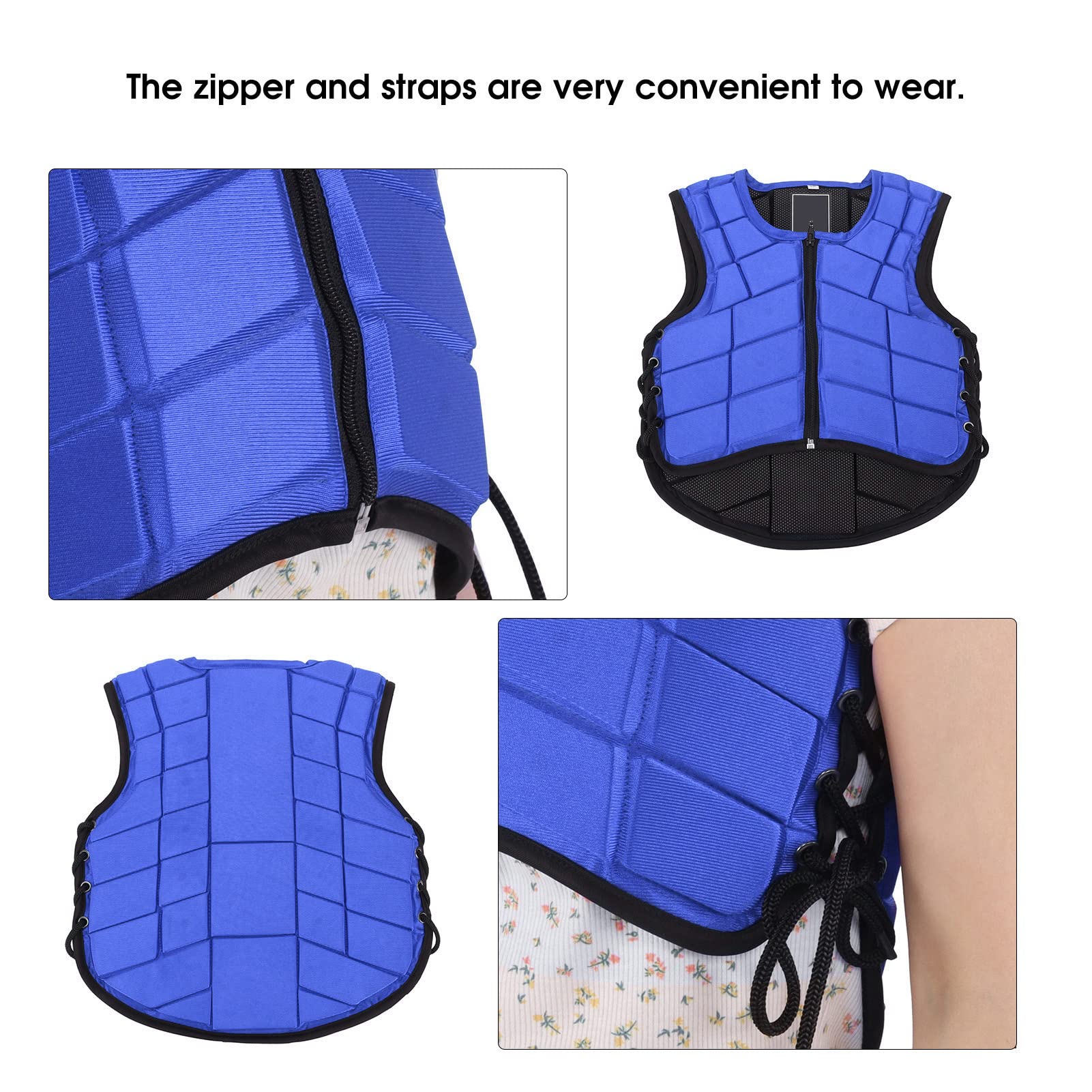 Nylon Kids Equestrian Vest, Safety Foam Padded Horse Riding Protective Gear Children's Equestrian Body Protector (Blue, CL