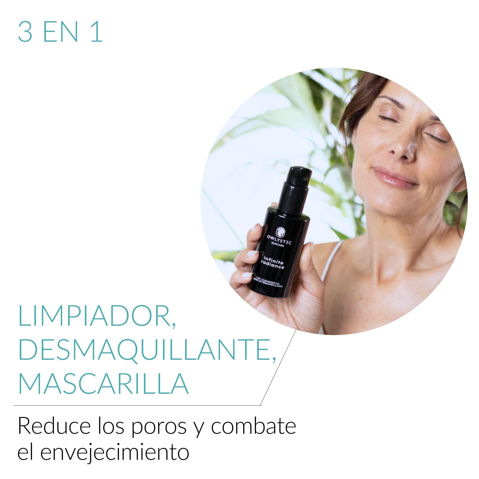 OWLYSTIC Aceite Limpiador Facial 3 en 1 - Mascarilla Limpiadora Desmaquillante - BIO Vegano 100% MADE IN ITALY - Aceite Desmaquillante Facial Delicado para Limpieza Profunda - Todo Tipo de Piel 150ml