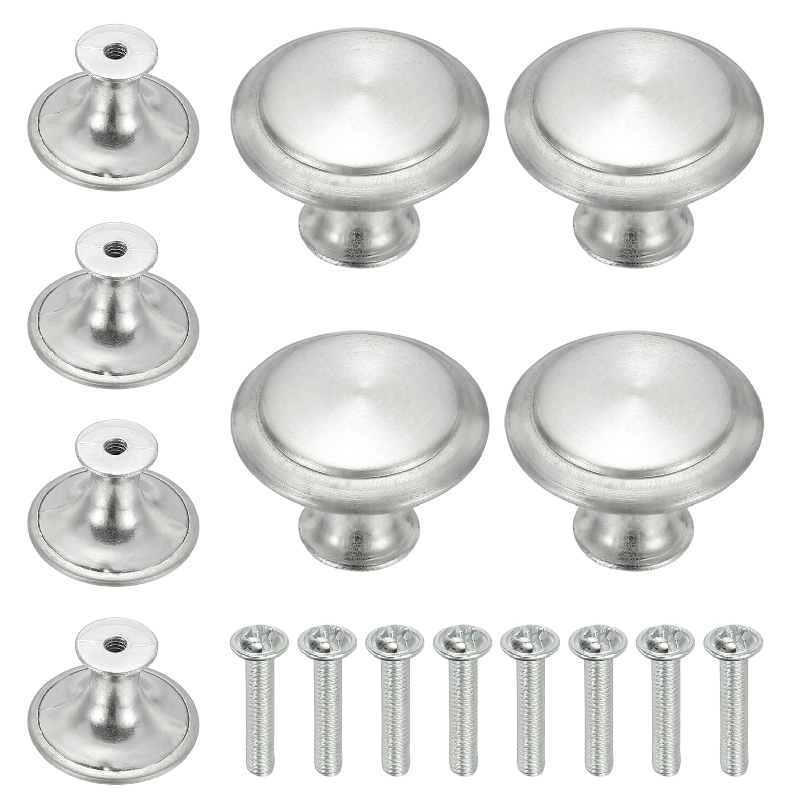 sourcing map 8Pcs Stainless Steel Knobs, 27mm/1.1" Mushroom Shaped Hardware Knobs Single Hole Pull Handle with Screws for Drawer Dresser Wardrobe Furniture Decor, Silver