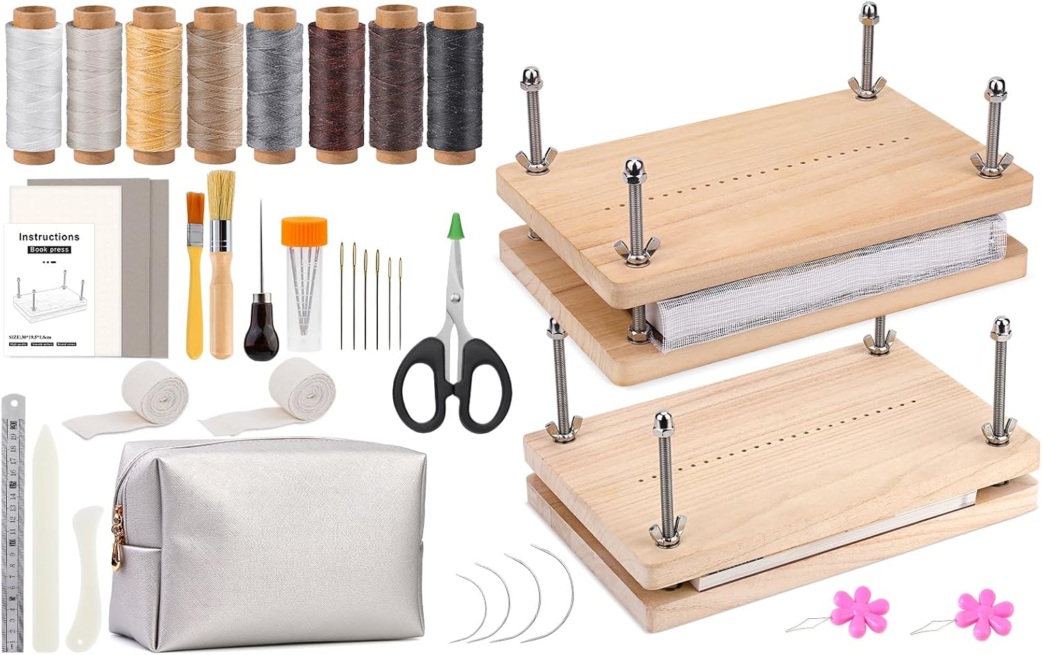 UzecPk Book Binding Kits, Book Press, Bookbinding Kit, Book Binding Materials Bookbinding Supplies for DIY Bookbinding Books Making 11.8 X 7.6 Inches