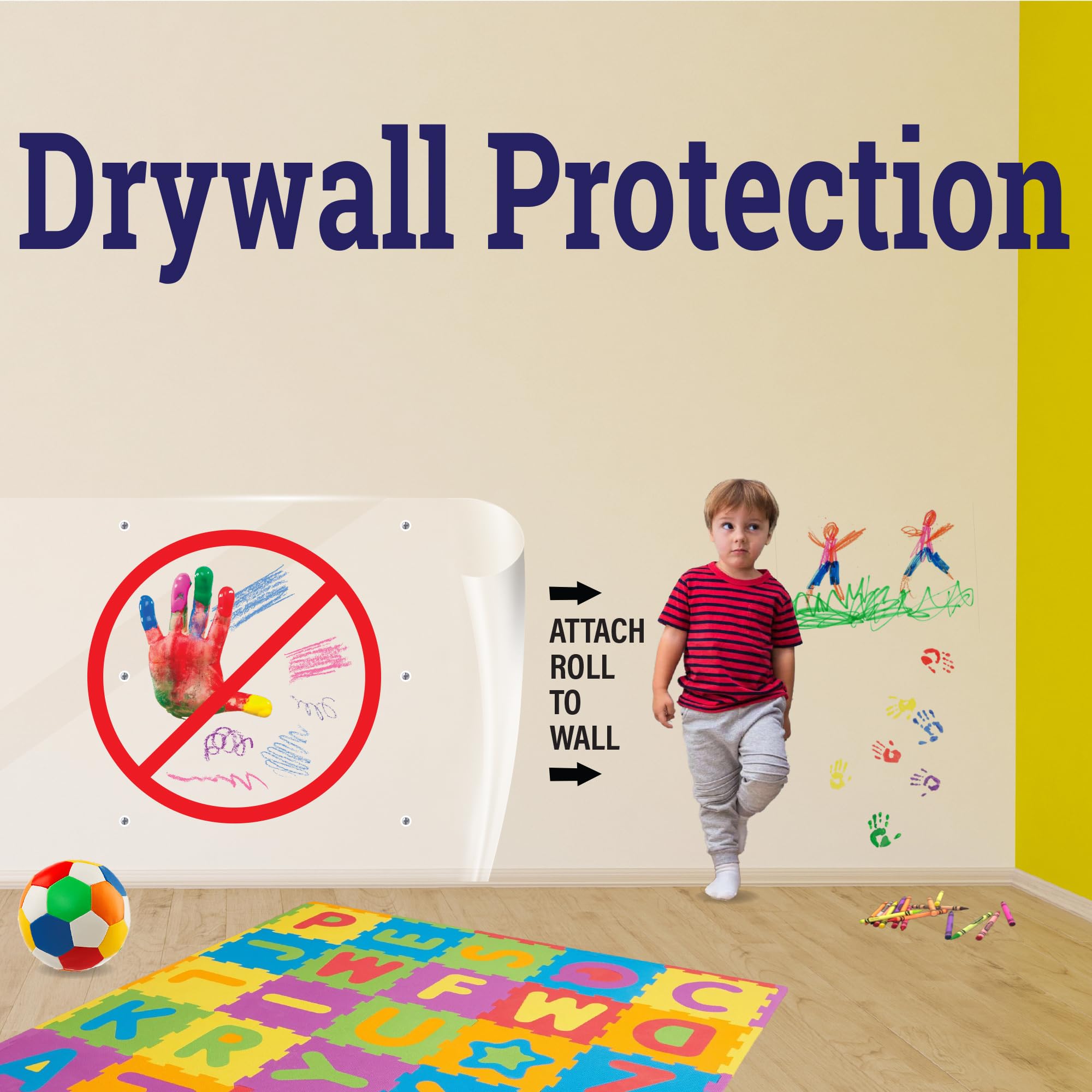 Cardinal Gates Wall Shield – Shatterproof Plastic Cover for Walls – Prevent Drywall Damage from Pet and Kid -Clear–50-Foot Roll–Stronger Than Acrylic More Flexible Than plexiglass Sheets–Made in USA