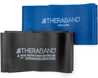 TheraBand Non-Latex Resistance Bands Advanced Kit - Blue & Black Bands for Strength Training, Physical Therapy & Full Body Workouts
