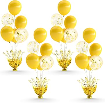 Gold Balloon Table Centerpiece Kit, 4 Sets Gold Balloon Stands for Tables with Metallic Star Centerpieces, Reusable Balloon Holder & Table Top Stand for Wedding Baby Shower Party Table Decorations