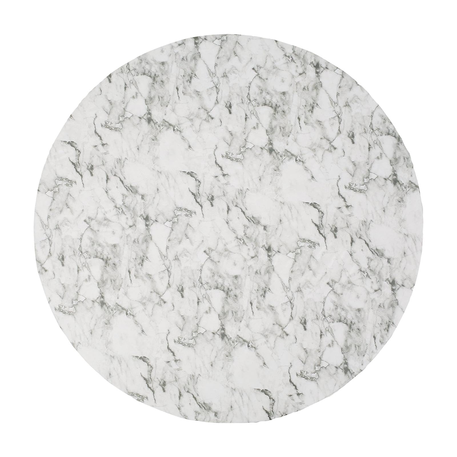 Fenteer Round Fitted Tablecloth with Flannel Backing, Waterproof Wipeable Table Cover Elastic Edge, Luxury White Marble Pattern, for Round Tables,114 to 137cm