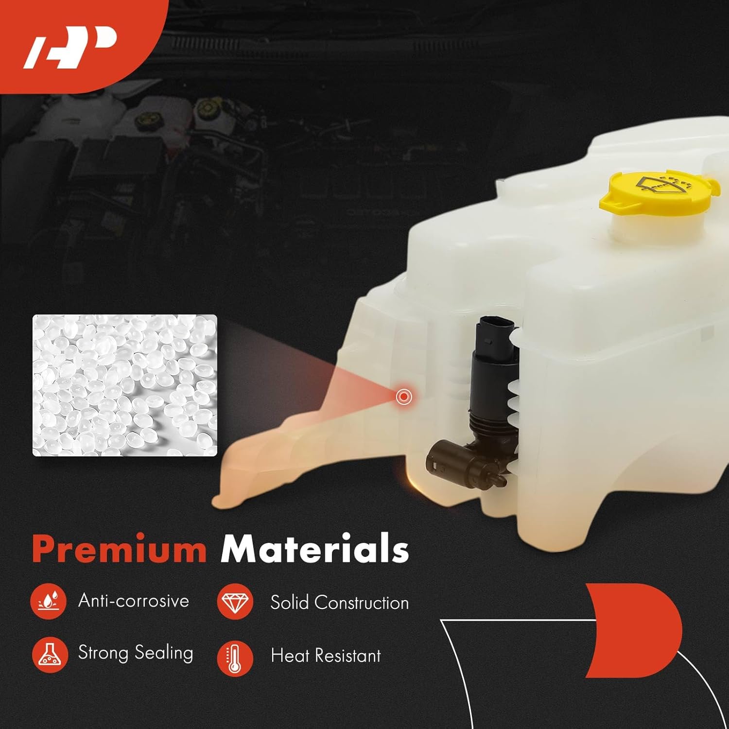 A-Premium Engine Coolant Reservoir Tank [with Cap & Sensor & Tubing] Compatible with Jeep KK Series Liberty 2008 2009 2010 2011 2012, 3.7L, Coolant And Washer Fluid Reservoir Assembly