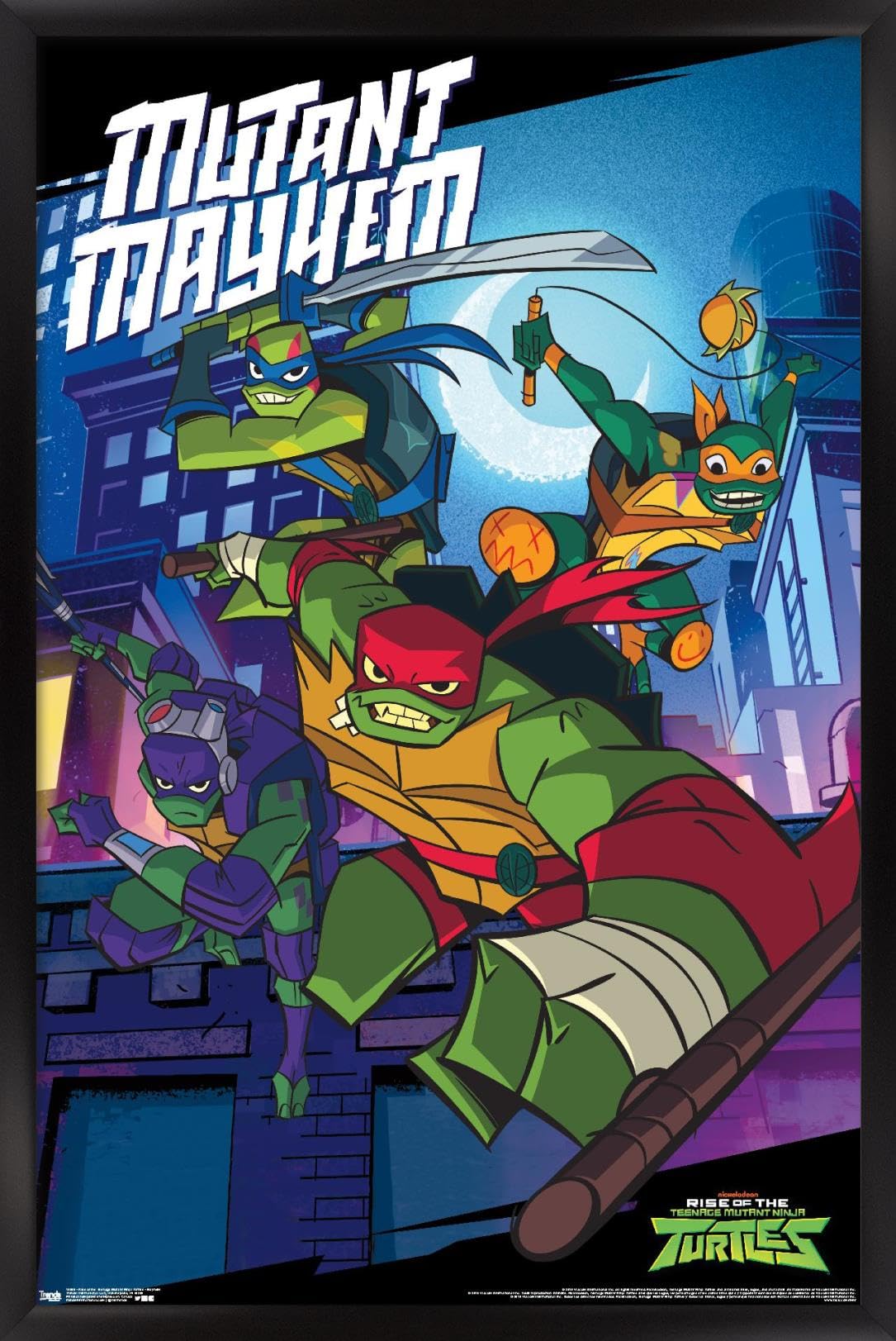 Trends International Nickelodeon Rise of The Teenage Mutant Ninja Turtles - Mayhem Wall Poster, 22.375" x 34", Black Framed Version