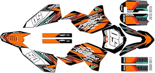 Miniatura 12 de Kit de gráficos para KTM 50SX Mini SX50 (2009-2011) Rugged Series Teal de 21 mil, calcomanías de motocicleta Dirt Pit Bike, accesorios de motocross
