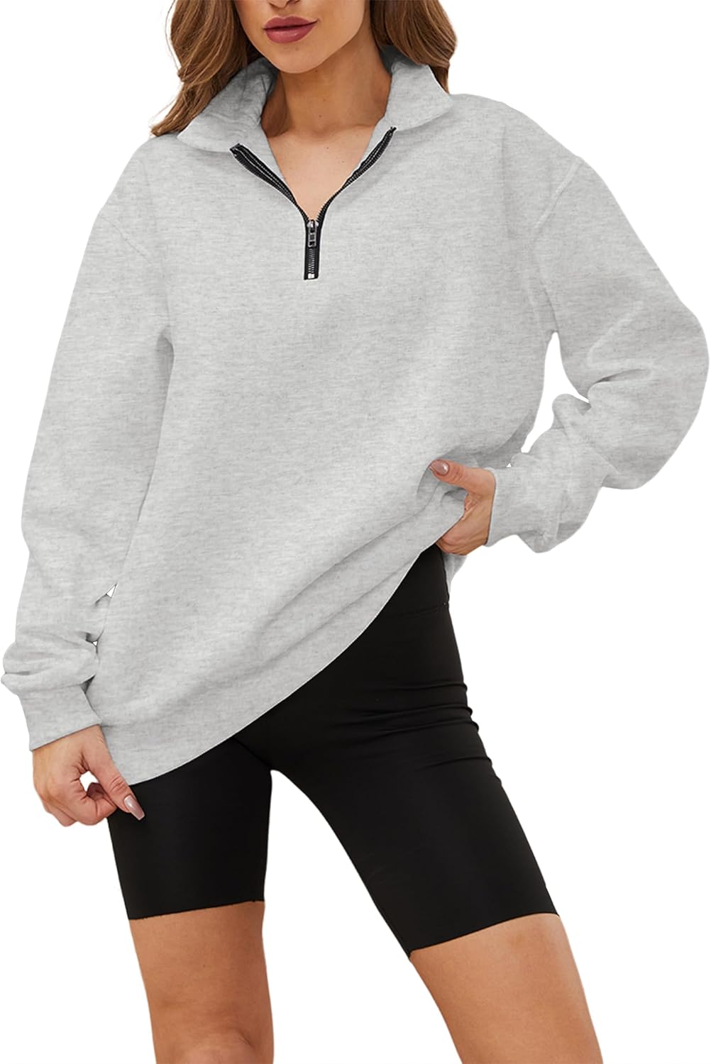 TERIVEEK Women Camo Half Zip Fleece Sweatshirt Oversized Maple Leaf Print Mock Neck Long Sleeve Pullover Hunting Hoodies