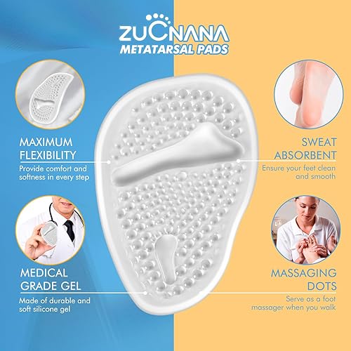 Miniatura 4 de Almohadillas metatarsianas para mujer, plantillas de tacón alto de gel suave, 4 pares, diseño antideslizante, alivio instantáneo del dolor de pies,