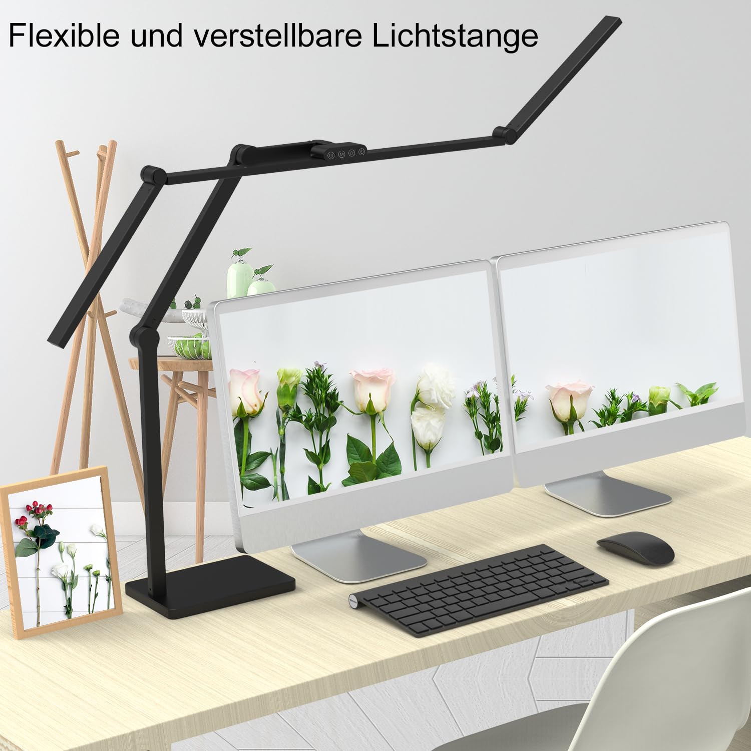 EPABINA Die 36W 3000 Lumen Schreibtischlampe mit Sockel, LED Dimmbar Tageslichtlampe, Drehbare Tischlampe, 120cm Monitor Lampe mit Automatischer Beleuchtung für Zeichnen