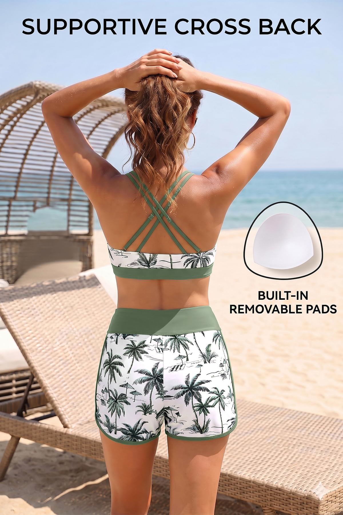 Daci 3-teiliger Tankini-Badeanzug für Damen, Bauchweg-Tanktop mit BH, bescheidener Badeanzug mit Taschen, Boyshorts, Unterteil 2025