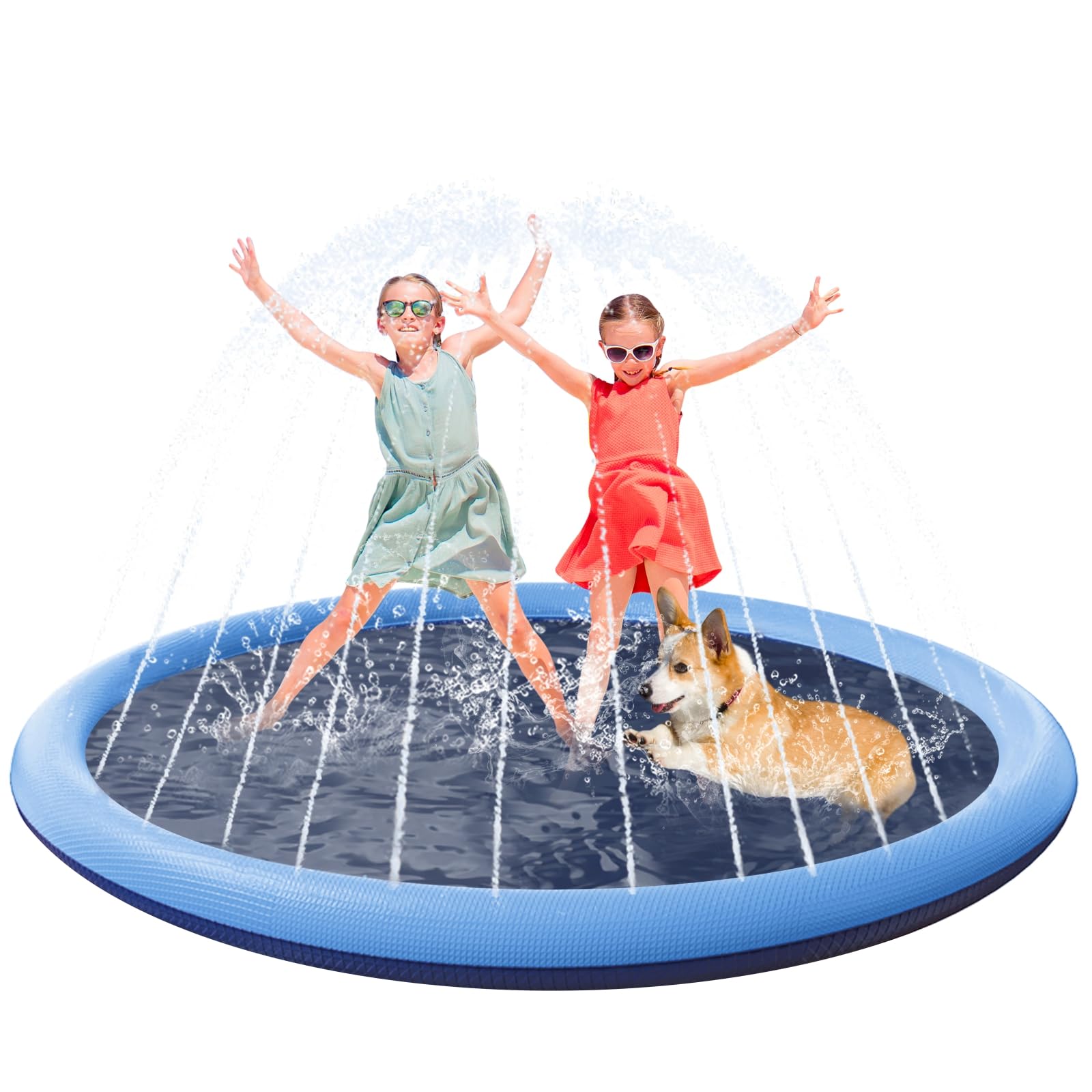 Non-Slip Splash Pad for Kids Dogs,67in Thickened Water Sprinkler Play Mat Fun for Kids Toddler,Summer Outdoor Water Toys Baby Kiddie Dog Pool for Backyard