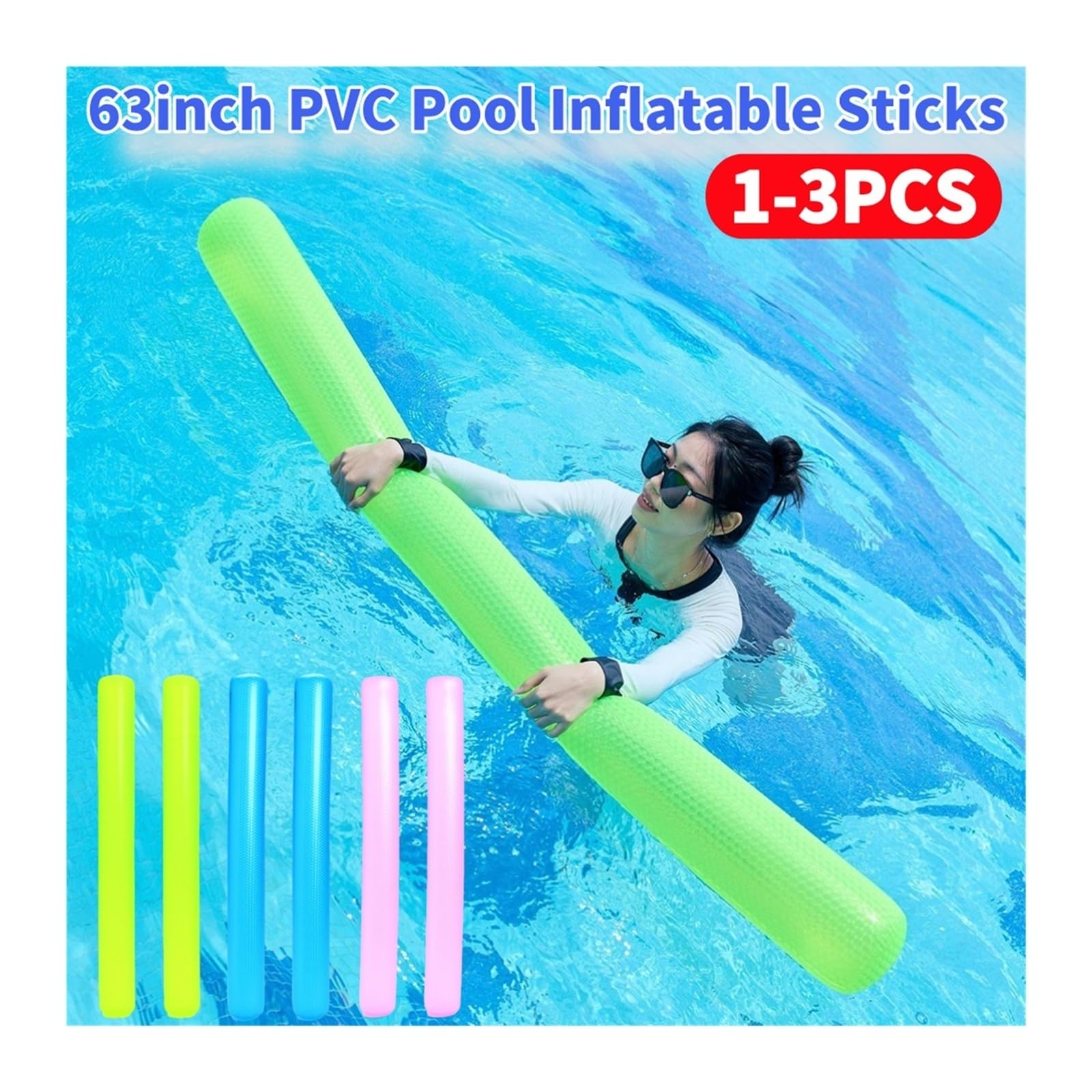 Poolnudel Hohl Schwimmnudel 63-Zoll-PVC-Pool-aufblasbare Stöcke | Jumbo Floats Schwimmnudeln for Beach Lake