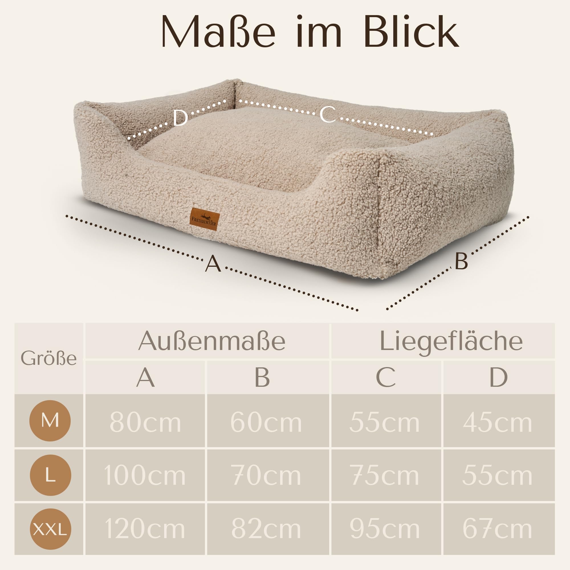 FREUDENTIER Orthopädisches Hundebett aus Teddy, Waschbar, Made in EU | Gelenkschonendes Hundesofa für kleine, mittelgroße & große Hunde - herausnehmbares Liegekissen - kuscheliger Hundekorb
