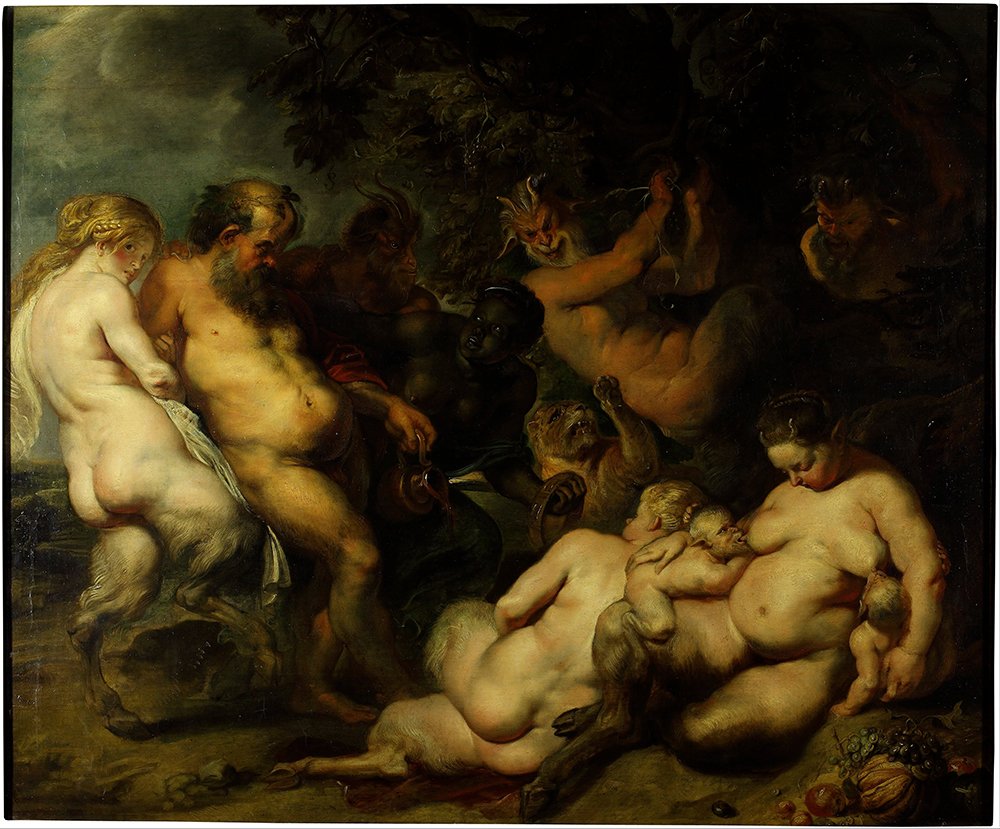 Bacchanalia de Peter Paul Rubens grand tableau mat cadre marron