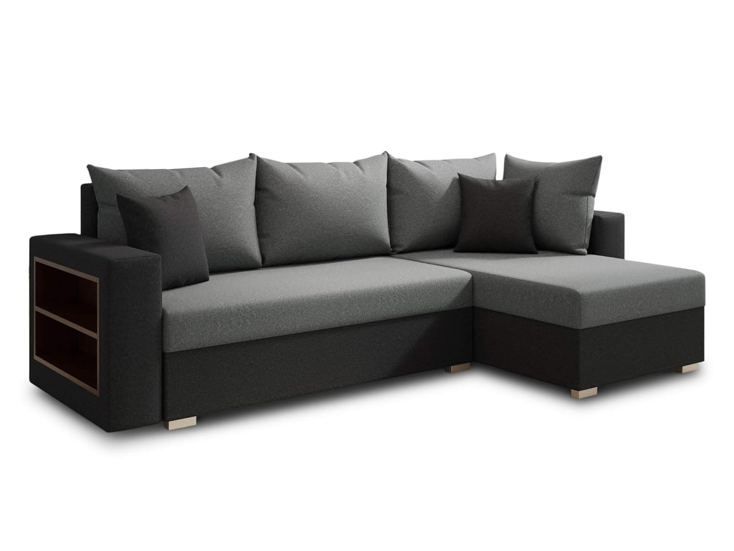 Ecksofa Lord mit praktischen Regal – Sofa mit Bettkasten und Schlaffunktion, Schlafsofa, Polsterecke, Couch L-Form, Couchgarnitur, Sofagarnitur…
