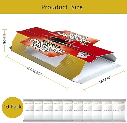 Miniatura 3 de Trampas adhesivas de pegamento para cucarachas con cebo para alimentos naturales, adhesivo extra fuerte para cucarachas y otros insectos, eficaz en