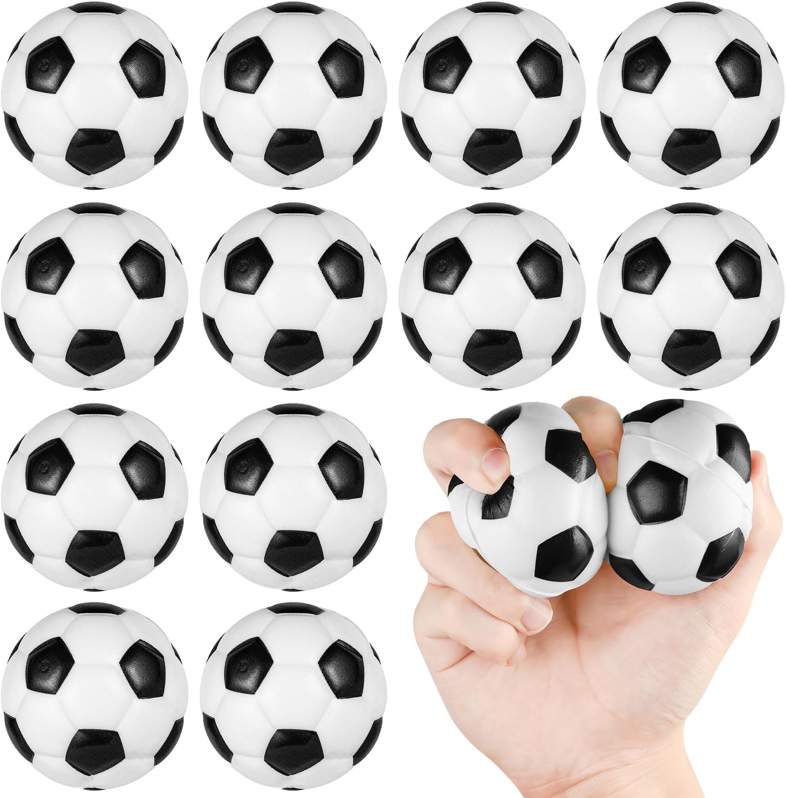 Ainiv 12pcs Squeeze Stress Balls, Sports Balls Party Favors | Hand Exercise Stress Relief Balls, Squeeze Toys for Anxiety, Fidget,Tension, Manage Anger-Football