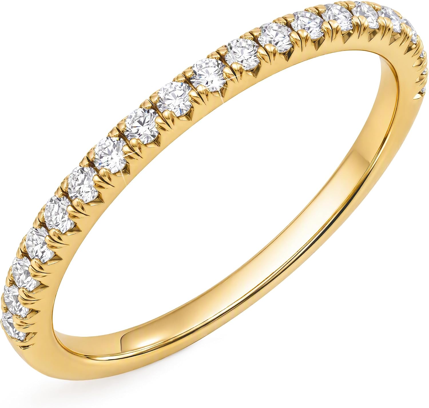 ASHINE Diamond-Look Half Eternity Ring 14K Gold Plated Stackable
