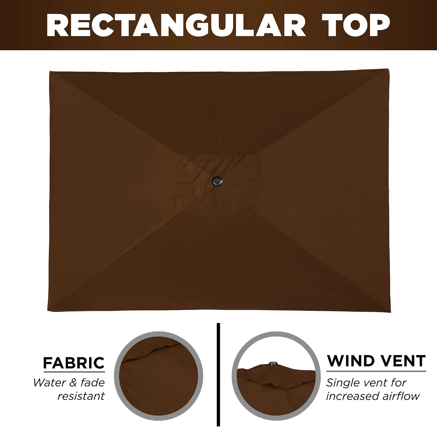 Best Choice Products 8x11ft Rectangular Patio Market Umbrella w/Rust-Resistant Frame, Hand Crank, Fade-Resistant 210G Polyester Fabric, and Wind Vent, Brown